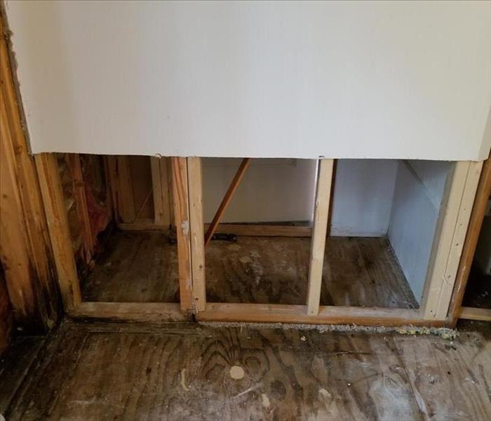 drywall removal from water damage, concept of a flood cut 
